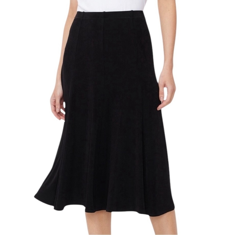 Chico’s Travelers Jordana Swing Skirt Black Flared Skirt with Elastic Waist XL - Picture 2 of 8